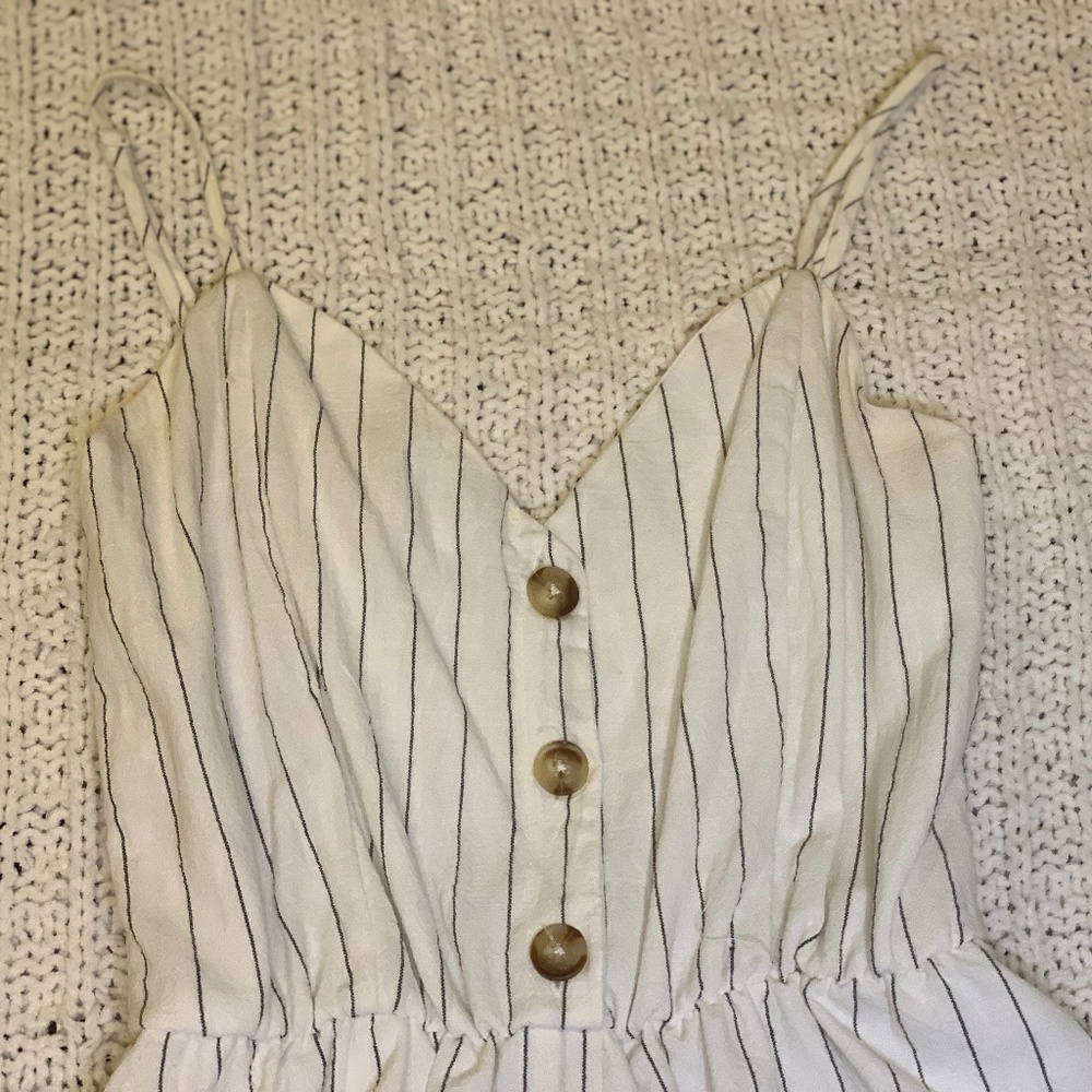 White Summer Beach Dress With Stripes Small